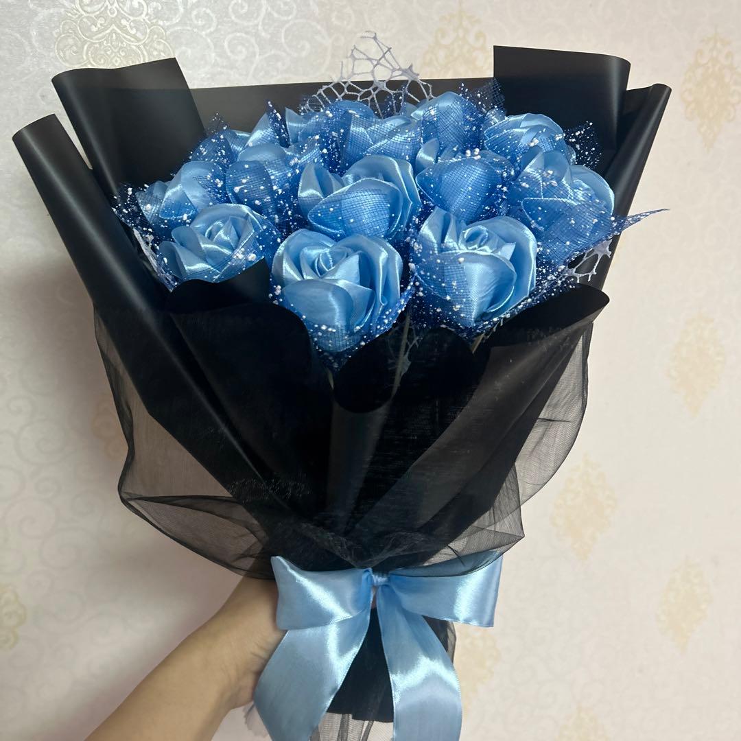 13本ゼニスブルーバラブーケ　プレゼント お祝い 枯れない花 特別な人へ
