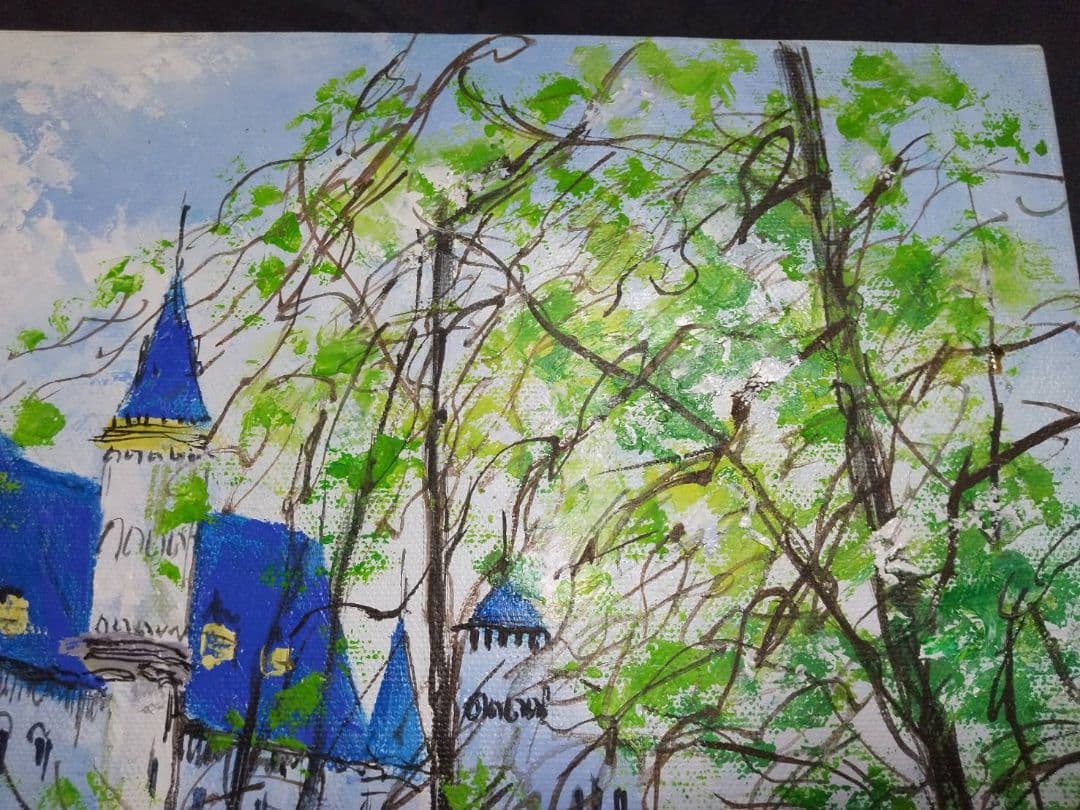 油絵　「古城」ドイツ　ノイシュバンシュタイン城