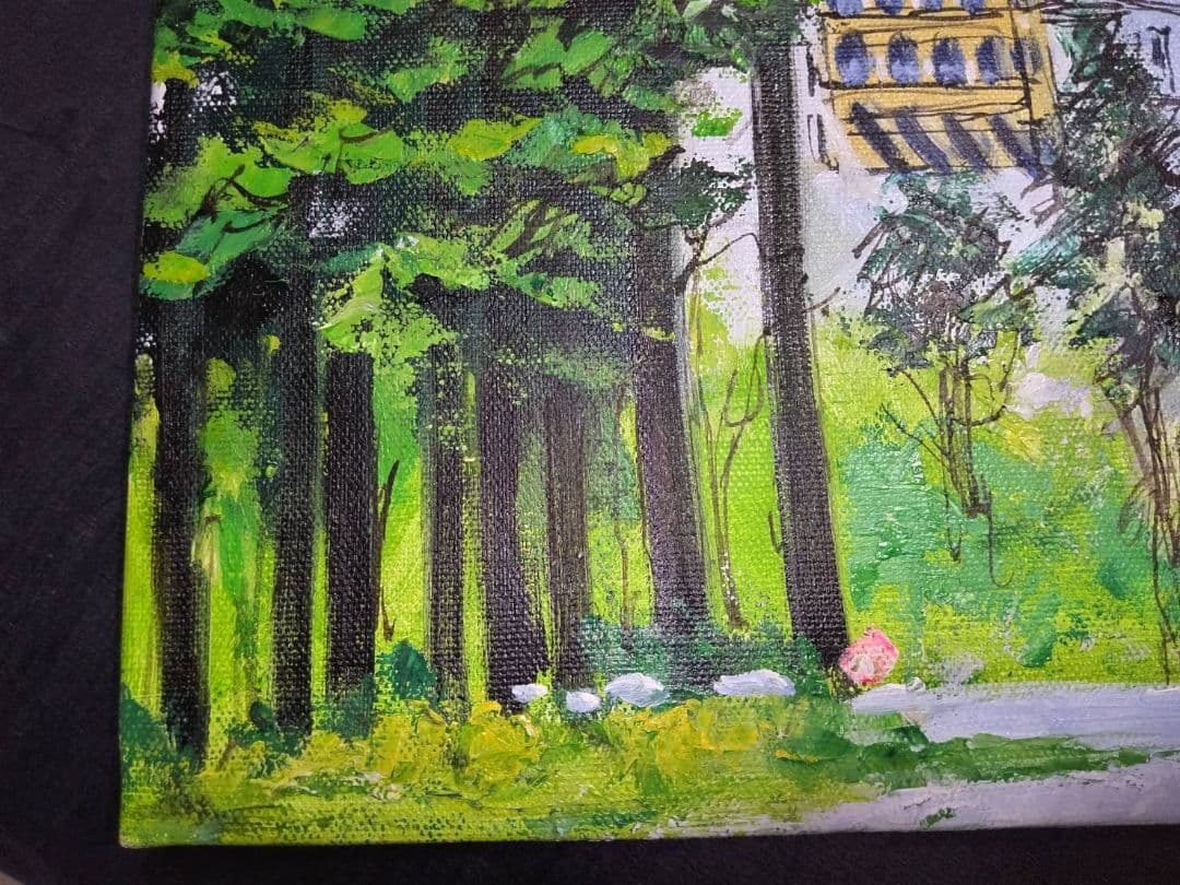 油絵　「古城」ドイツ　ノイシュバンシュタイン城