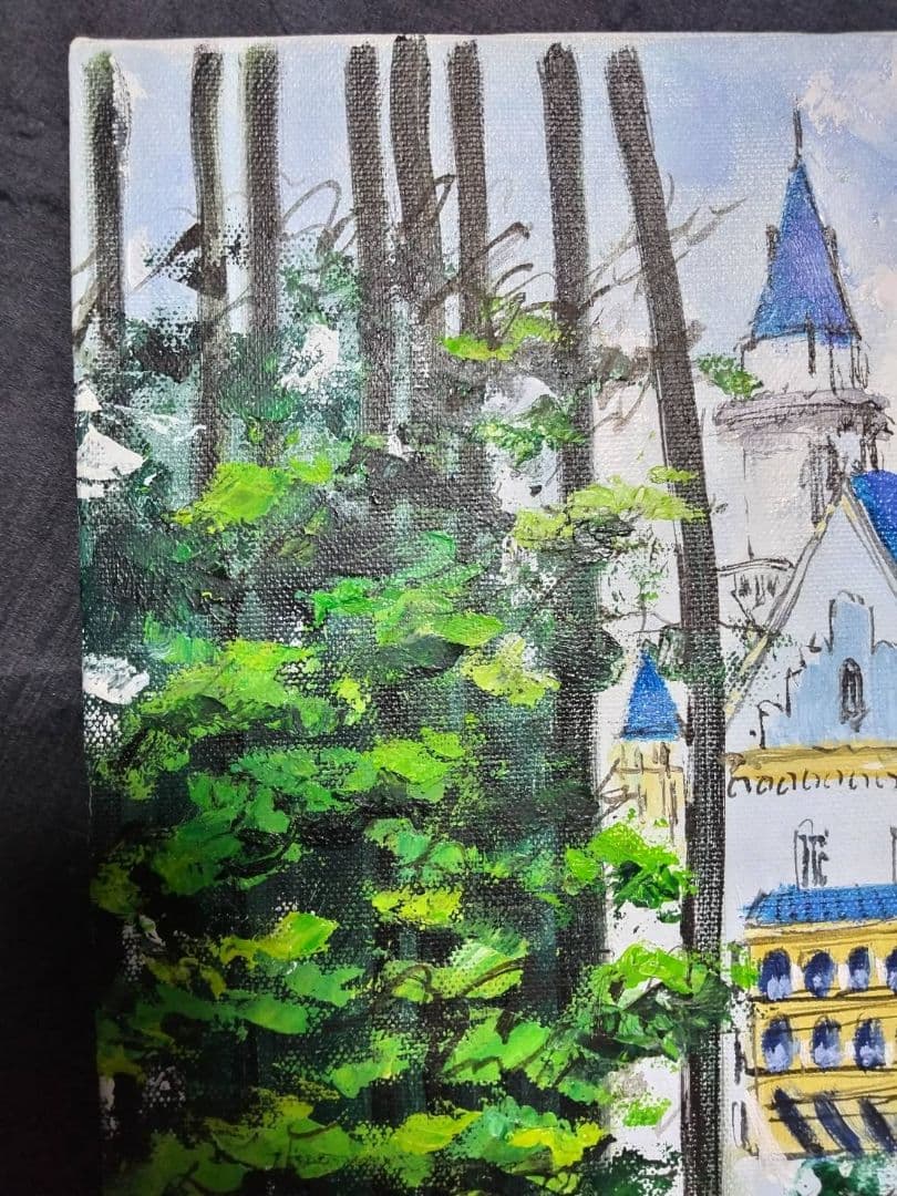 油絵　「古城」ドイツ　ノイシュバンシュタイン城