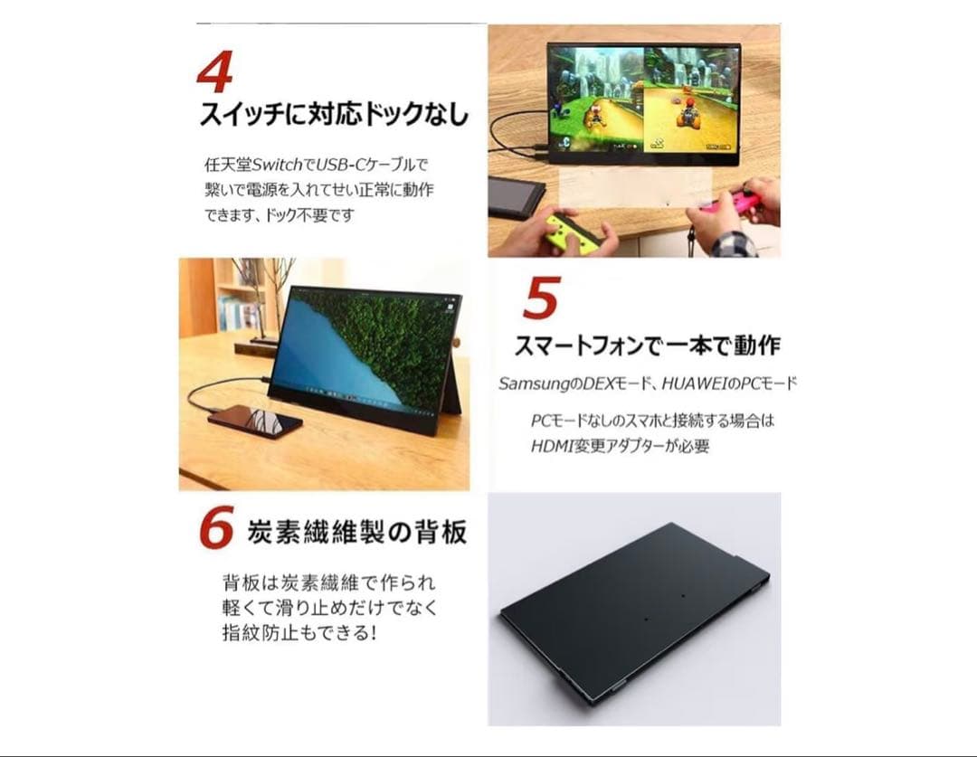 モバイルモニター cocopar15.6インチ スイッチ用モニター