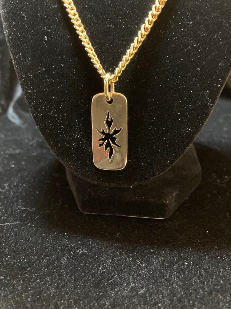 Dog Tag フレイムパターン Pendant チェーン付き 真鍮