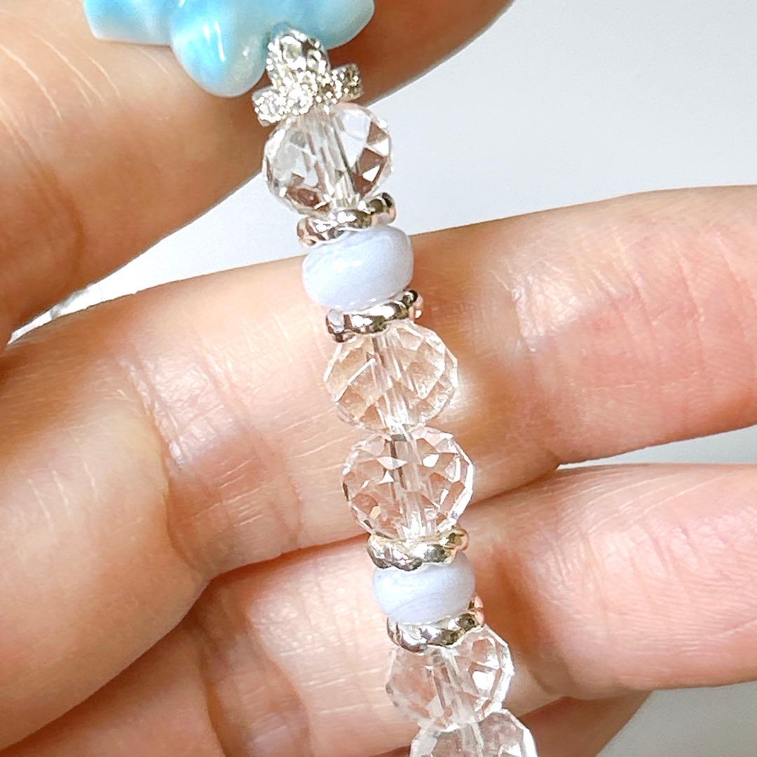 ヒトデのラリマーとキラキラボタンカット水晶