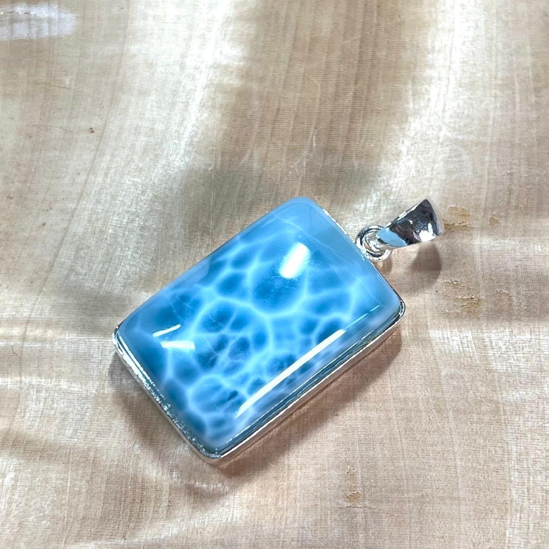 高品質　ラリマー　ペンダント　ネックレス　silver925 3-52