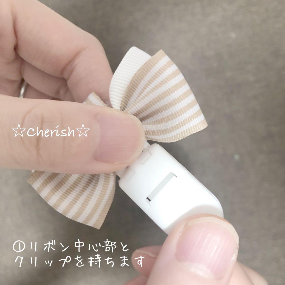 ☆リボン名札クリップ なふだちゃん パステルフラワー柄×くすみピンク☆再販34