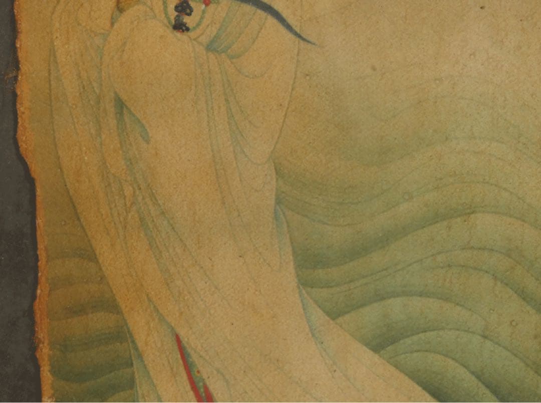 ★名品　【敦煌莫高窟壁画 観音菩薩像 】中國 石窟寺院 高麗仏画 水月観音