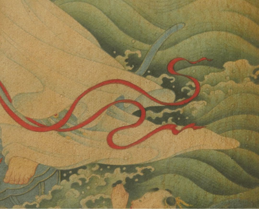 ★名品　【敦煌莫高窟壁画 観音菩薩像 】中國 石窟寺院 高麗仏画 水月観音