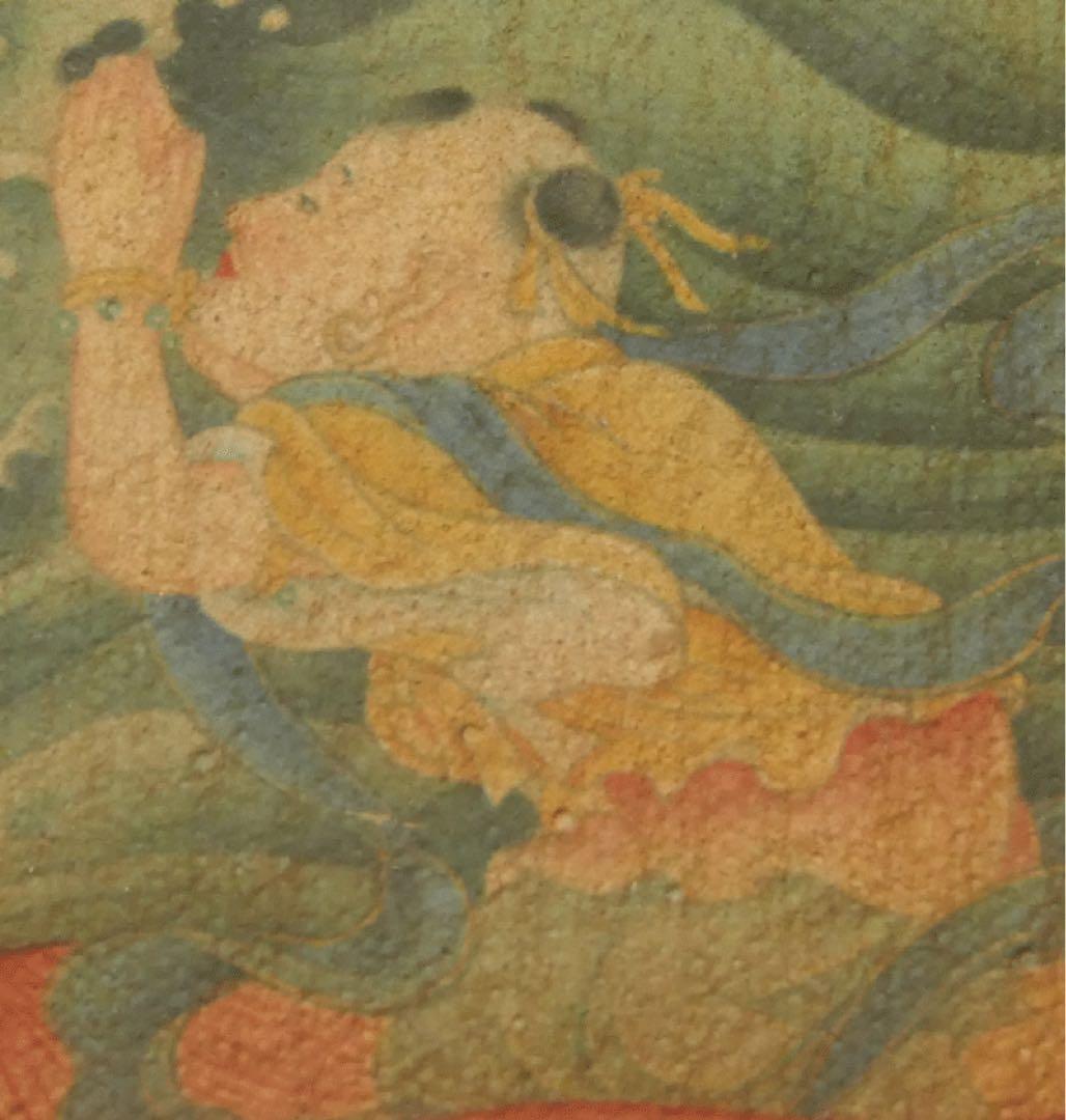 ★名品　【敦煌莫高窟壁画 観音菩薩像 】中國 石窟寺院 高麗仏画 水月観音