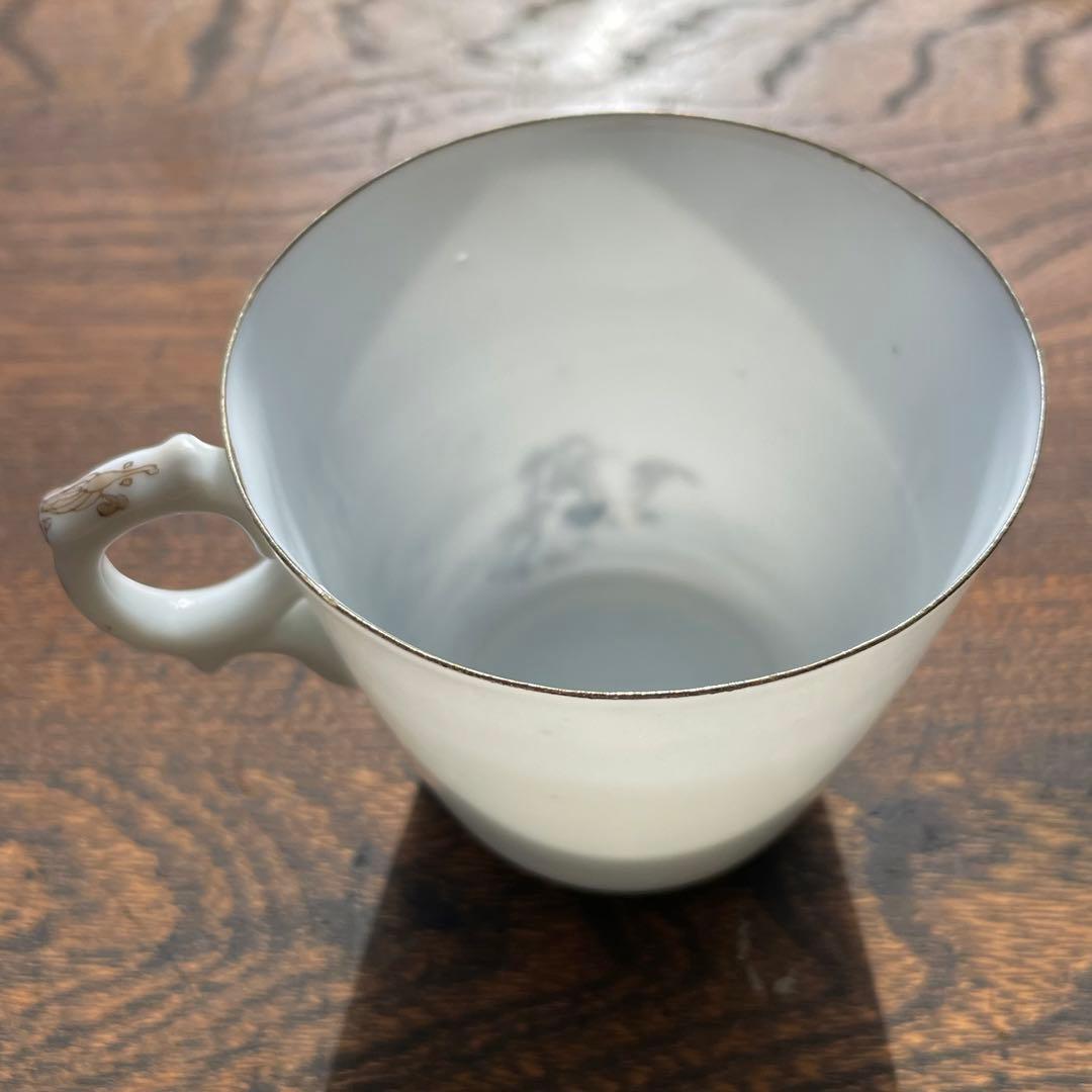 横浜焼 井村製 明治時代 輸出手 アンティーク カップ＆ソーサー 1客  冬の海