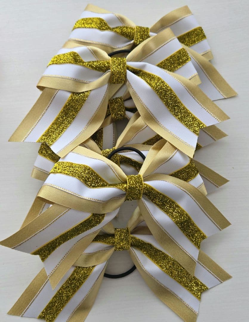 ゴールド輝く紫リボンヘアゴム☆カラーオーダー可能です☆