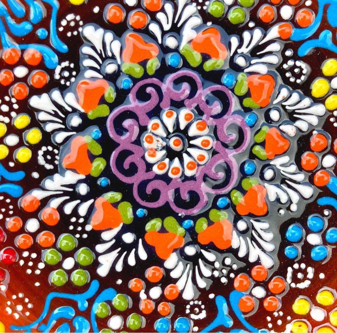 22cm☆新品☆【トルコ】ボウル 皿＊オレンジ＊ ハンドメイド キュタフヤ 陶器