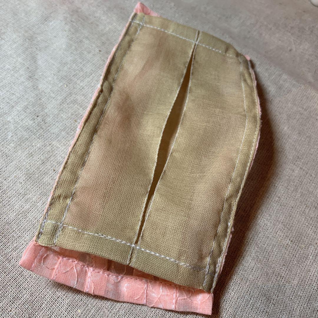 マスクカバー　夏向　レース生地　ピンク　4ギャザー入り　2way