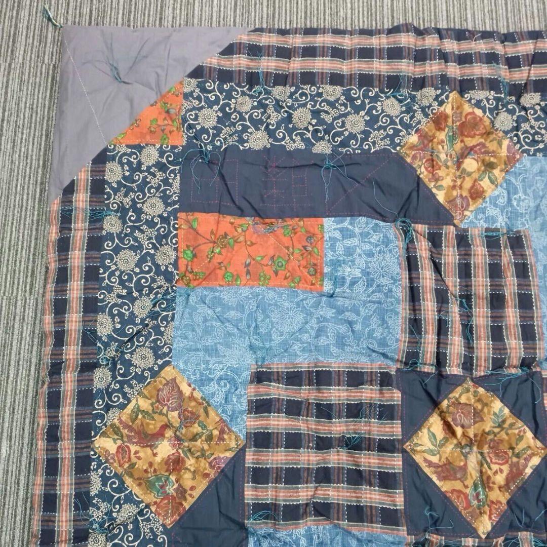 ♢★B35パッチワーク 手縫い 刺子 ハンドメイド 厚手 約168cm角 掛布団