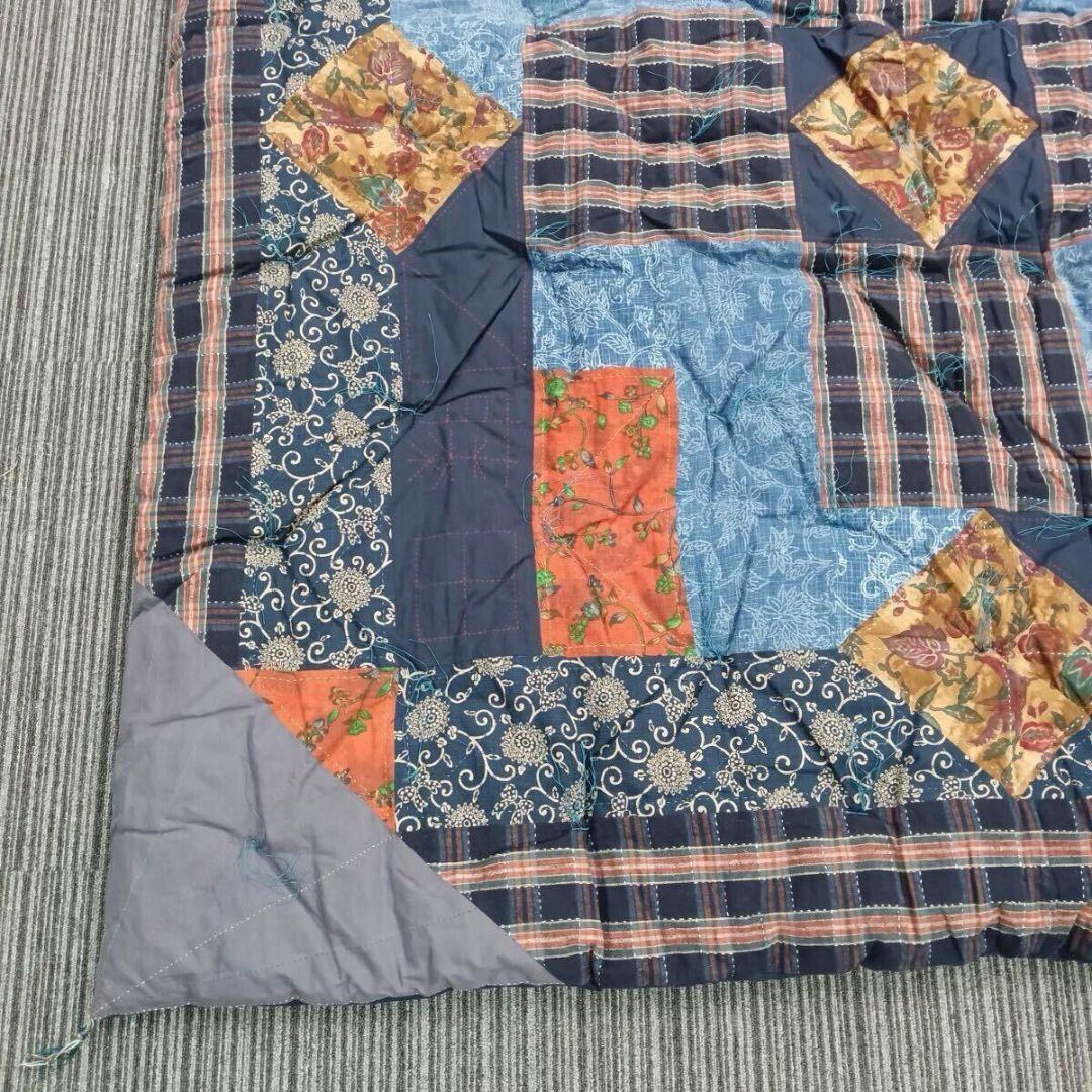 ♢★B35パッチワーク 手縫い 刺子 ハンドメイド 厚手 約168cm角 掛布団
