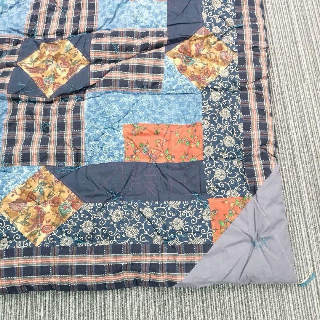 ♢★B35パッチワーク 手縫い 刺子 ハンドメイド 厚手 約168cm角 掛布団
