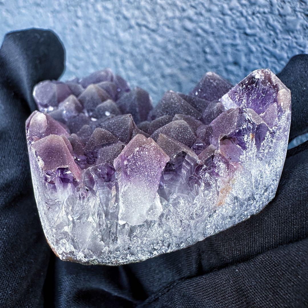 希少2回結晶❗️アメジストハート型❤︎クラスターパワーストーン原石水晶A1309