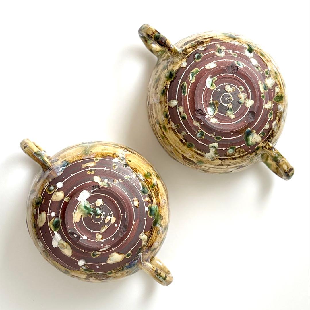スープカップ⑥　2個セット　織部風　作家もの