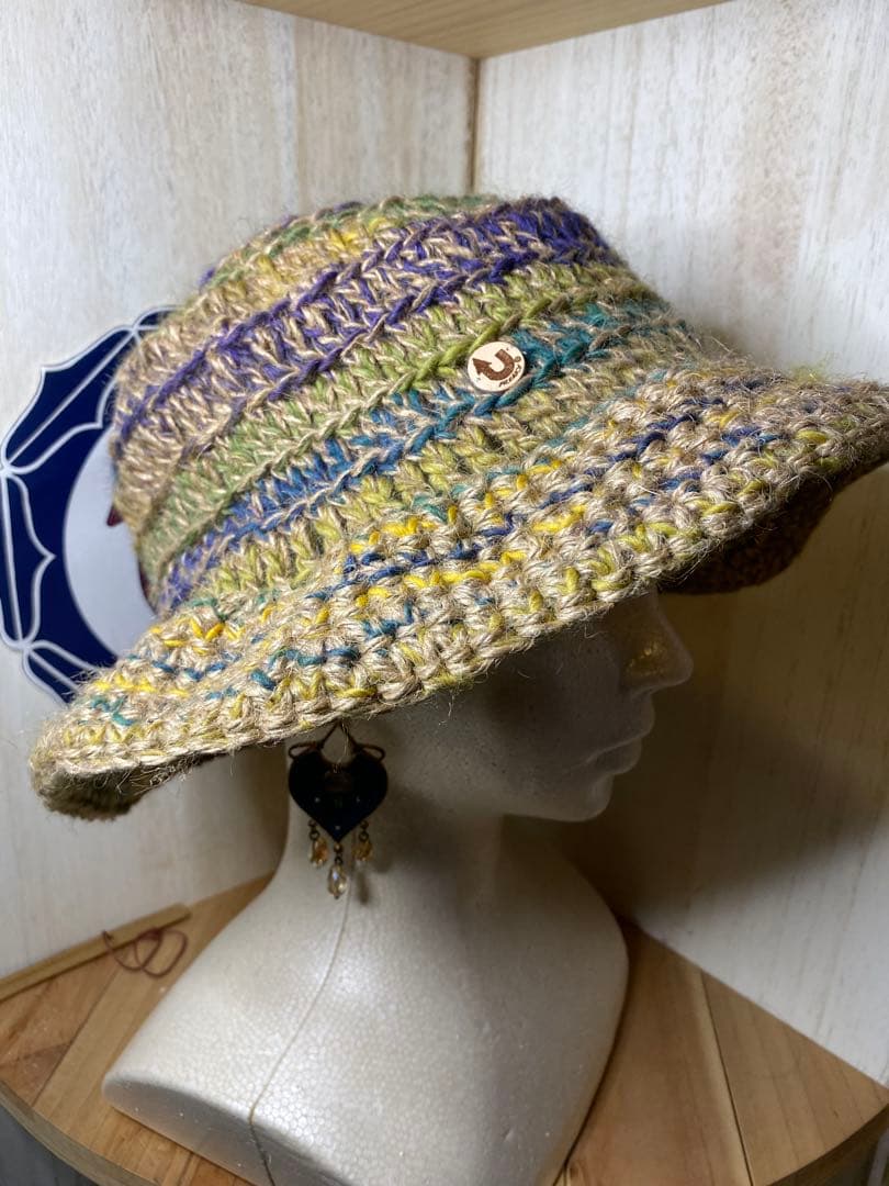 ヘンプウール混合編みハット