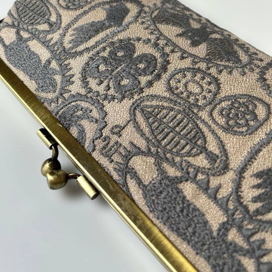 ハンドメイド　がま口長財布　ミナペルホネン　jungle relief