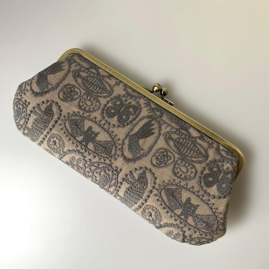 ハンドメイド　がま口長財布　ミナペルホネン　jungle relief