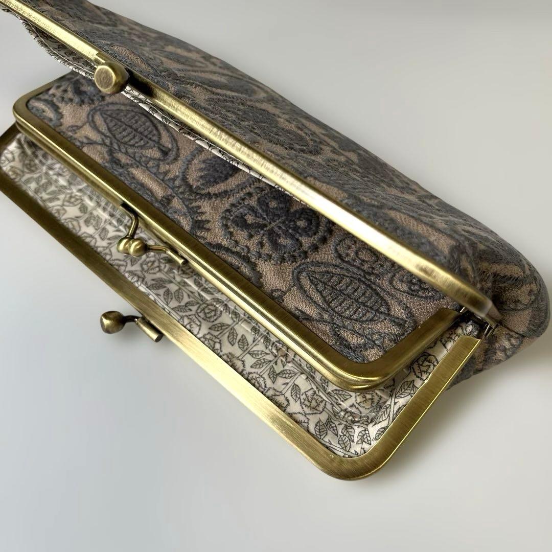ハンドメイド　がま口長財布　ミナペルホネン　jungle relief