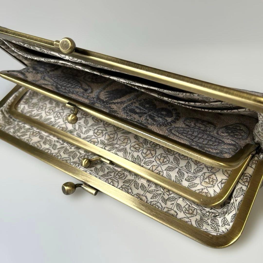 ハンドメイド　がま口長財布　ミナペルホネン　jungle relief