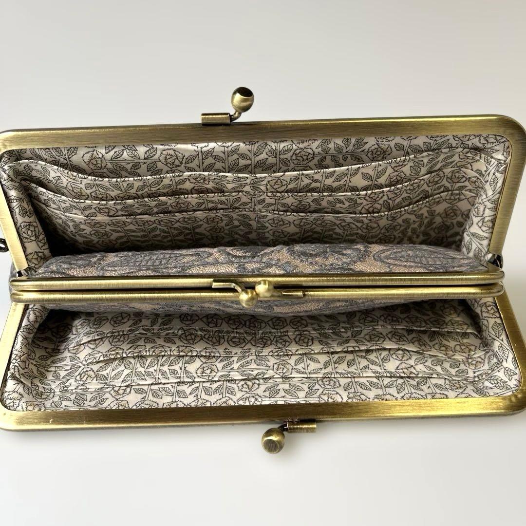 ハンドメイド　がま口長財布　ミナペルホネン　jungle relief