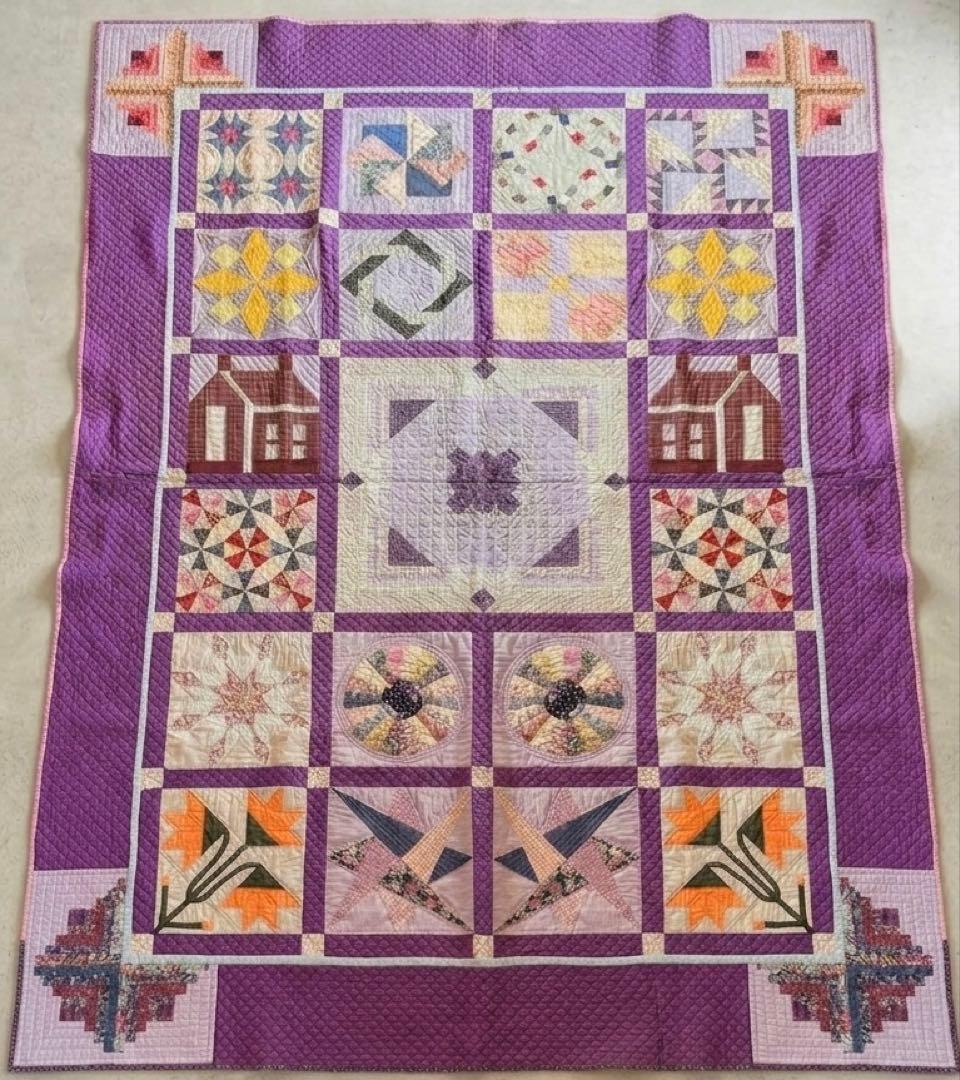 【ハンドメイド】パッチワークキルト マルチカバー　約175×245cm