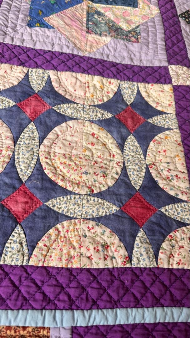 【ハンドメイド】パッチワークキルト マルチカバー　約175×245cm