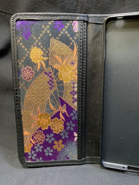 西陣織と本革の手帳型ケース