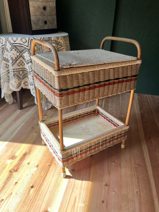 ビニールカゴ 脱衣かご 2段 昭和レトロ レトロポップ インテリア 当時物 収納