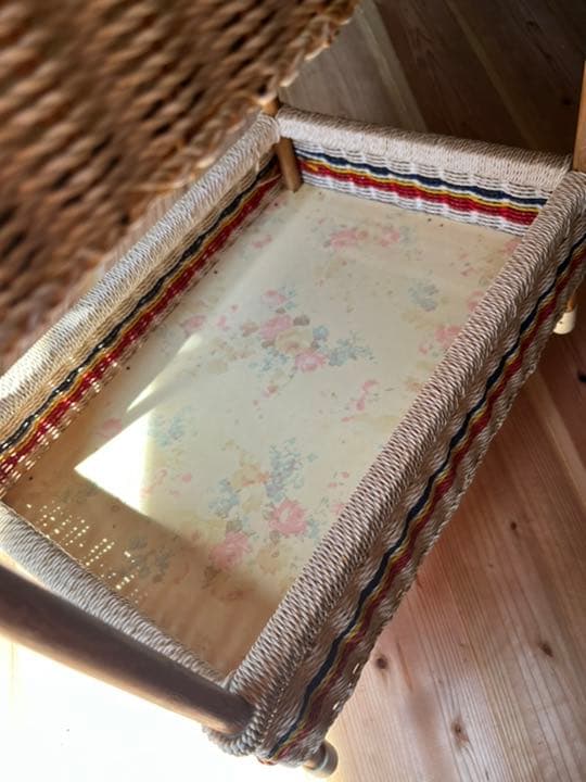 ビニールカゴ 脱衣かご 2段 昭和レトロ レトロポップ インテリア 当時物 収納