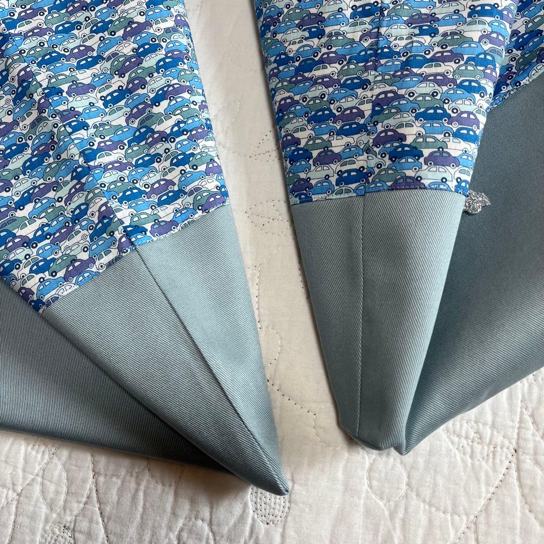 輸入リバティ　カーズ　ループ付き　絵本袋　上靴袋　体操着袋　3点