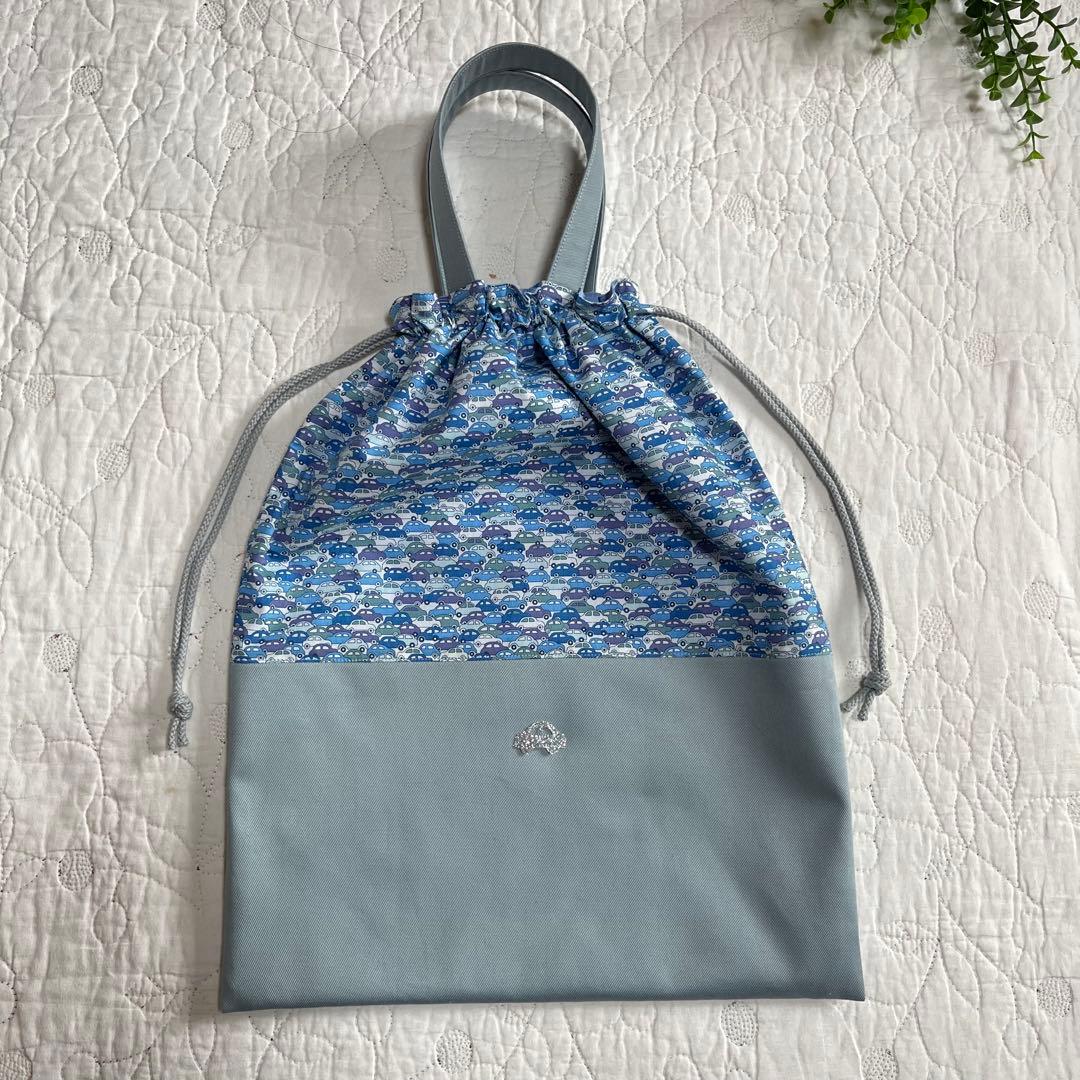 輸入リバティ　カーズ　ループ付き　絵本袋　上靴袋　体操着袋　3点