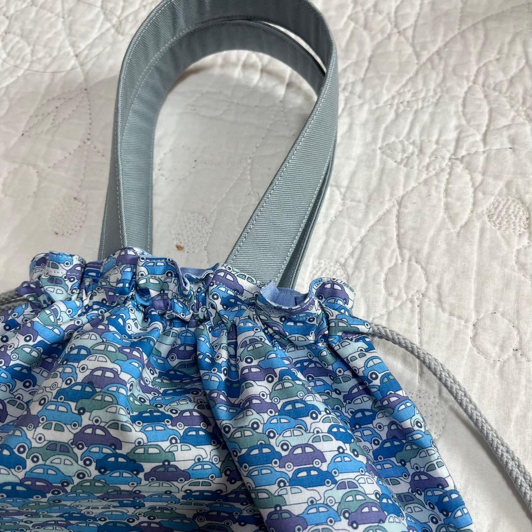 輸入リバティ　カーズ　ループ付き　絵本袋　上靴袋　体操着袋　3点