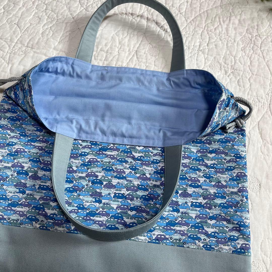 輸入リバティ　カーズ　ループ付き　絵本袋　上靴袋　体操着袋　3点