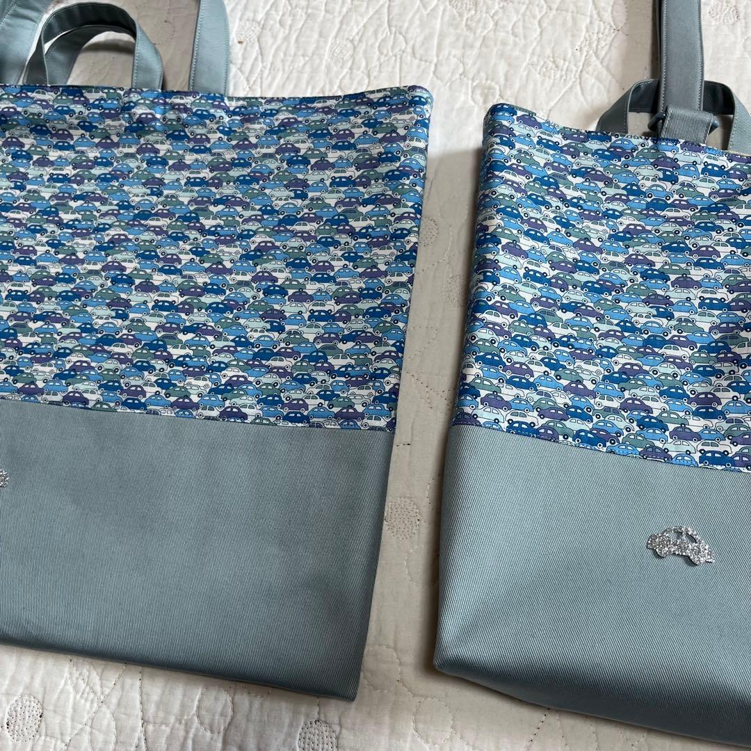 輸入リバティ　カーズ　ループ付き　絵本袋　上靴袋　体操着袋　3点