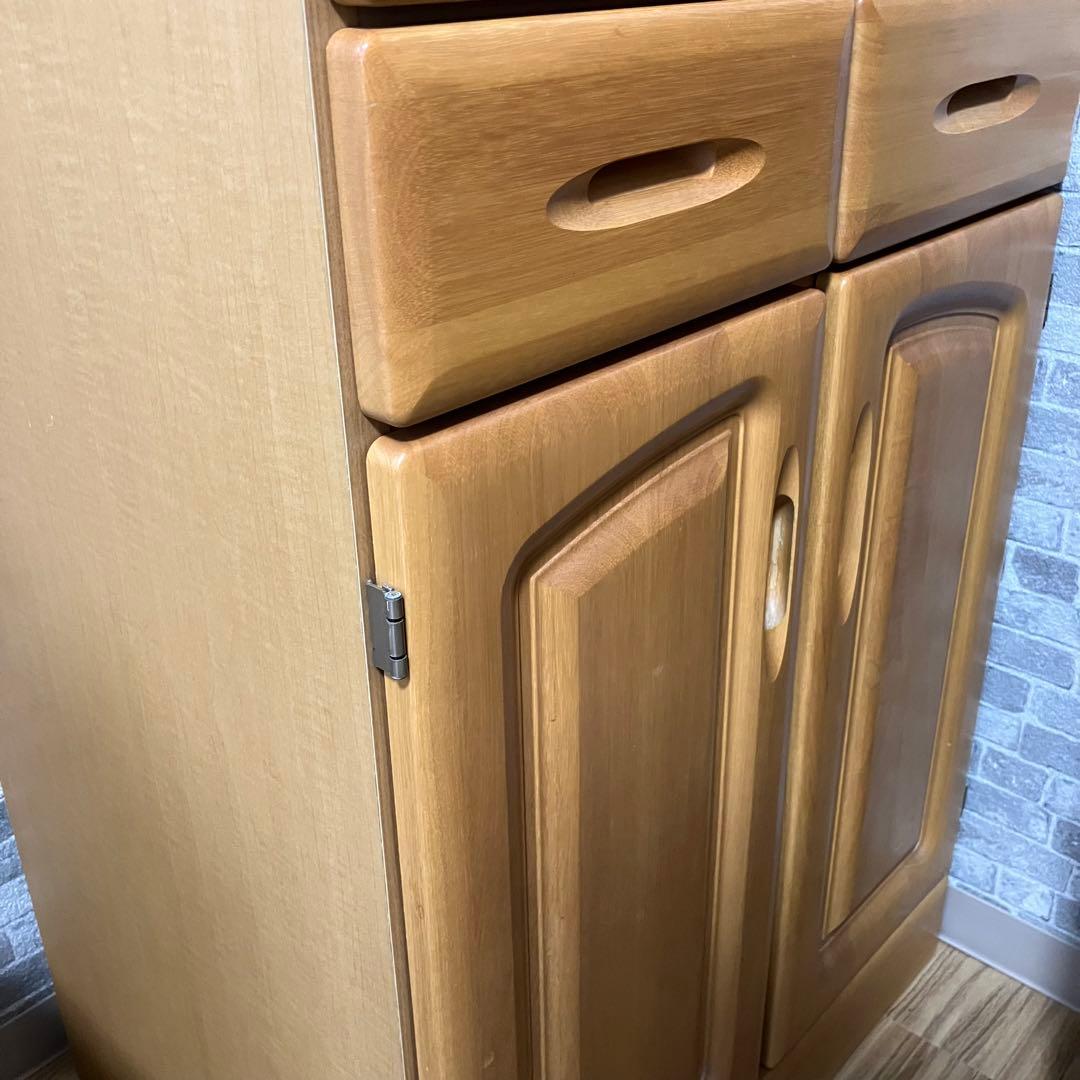 ライトウッド 食器棚 ガラス扉付き