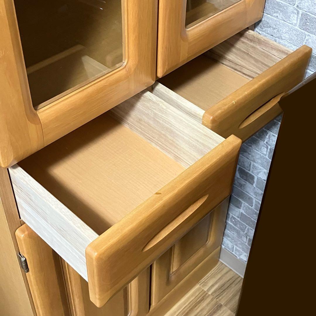 ライトウッド 食器棚 ガラス扉付き