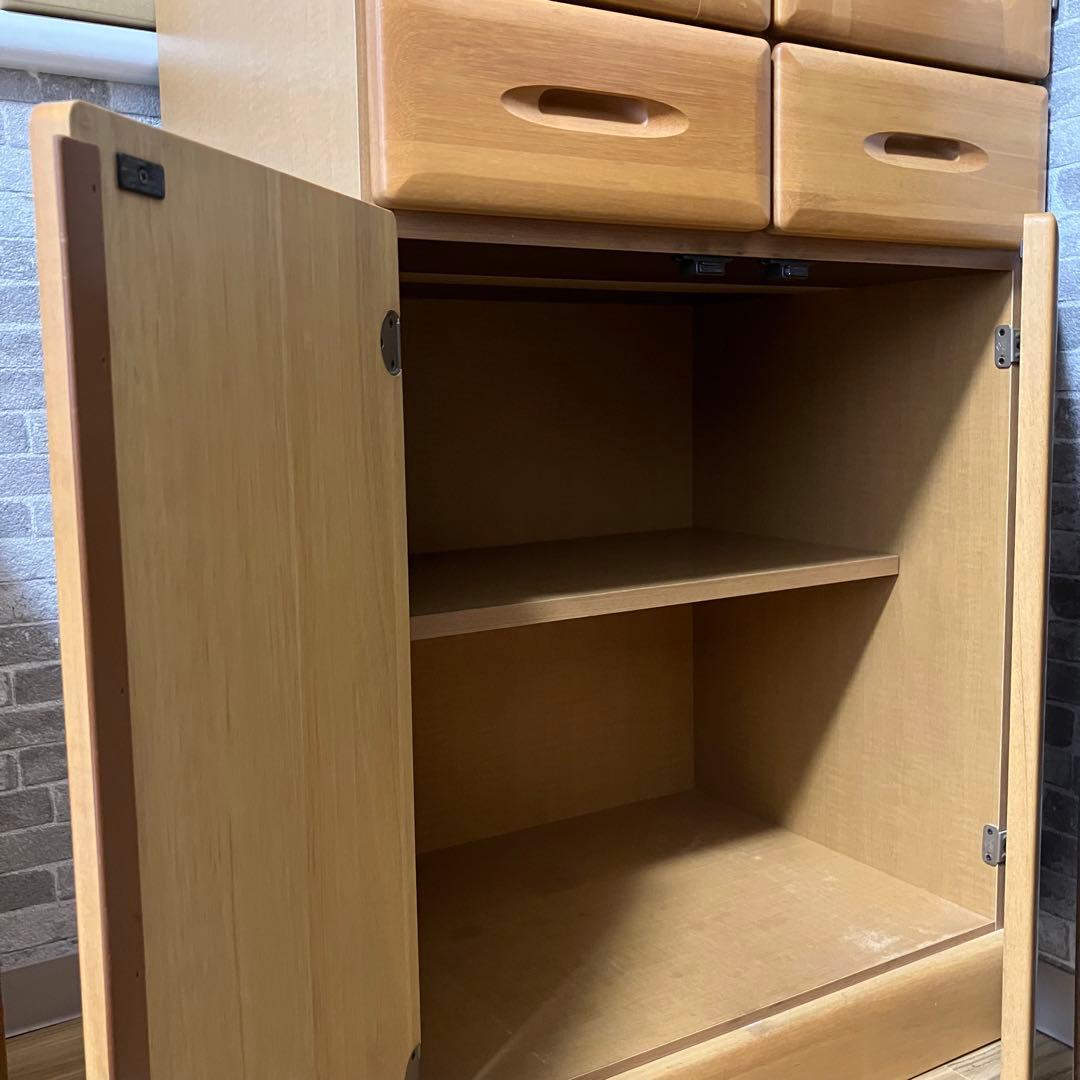 ライトウッド 食器棚 ガラス扉付き