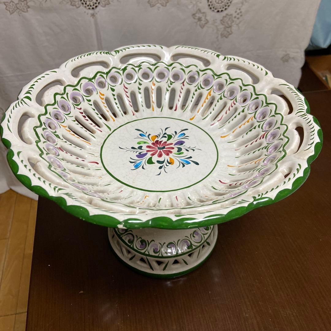 花柄陶器ケーキスタンド　ポーランドのものかも