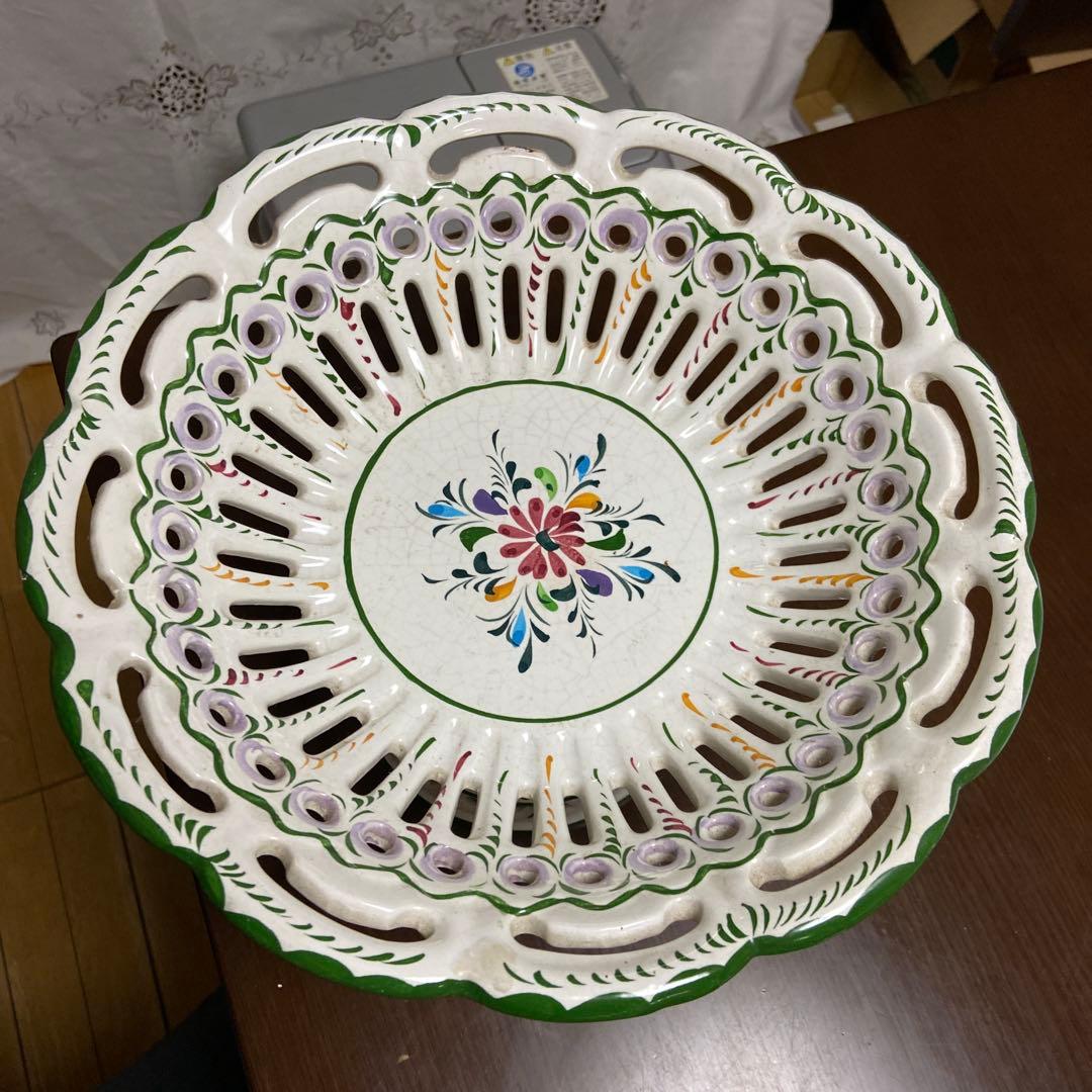 花柄陶器ケーキスタンド　ポーランドのものかも