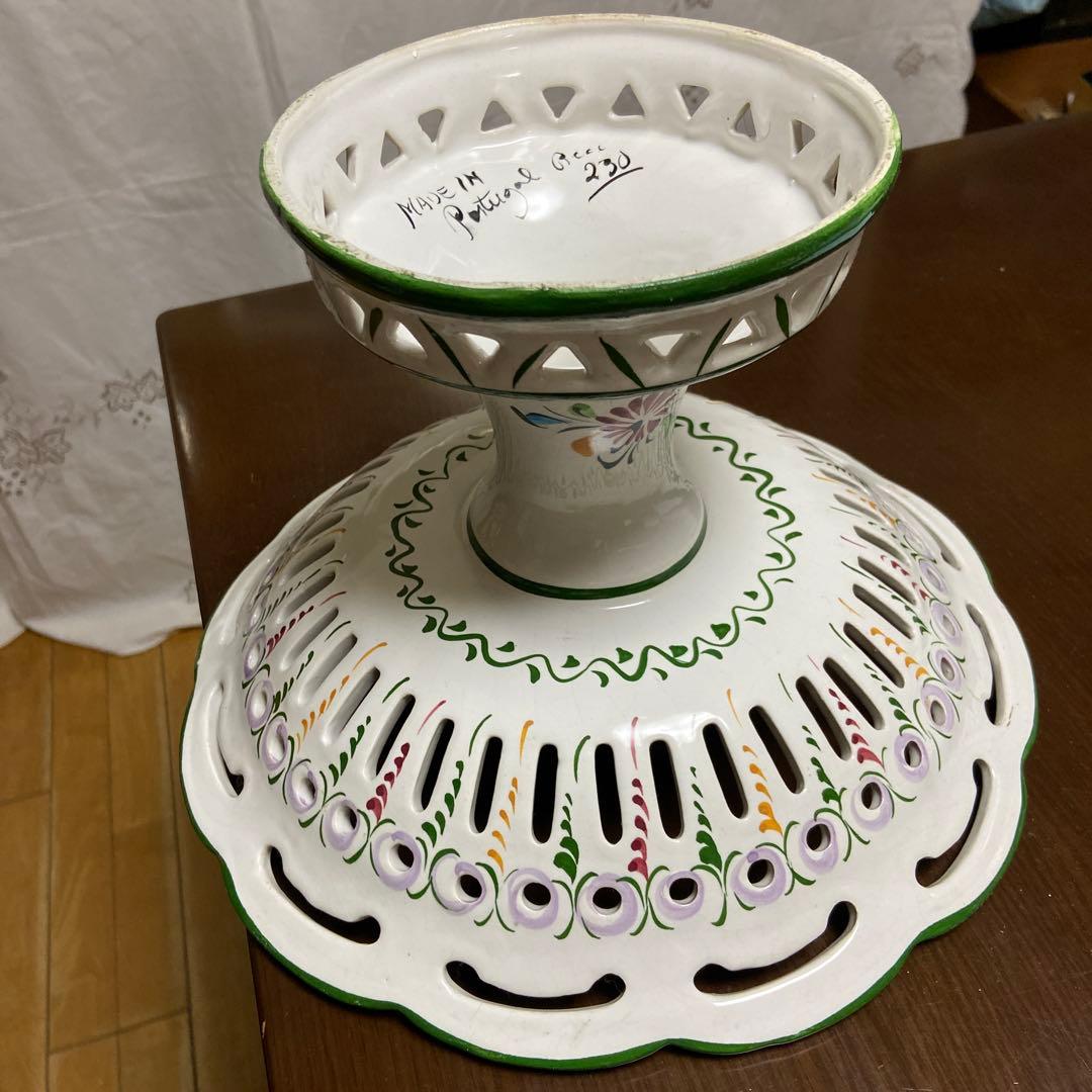 花柄陶器ケーキスタンド　ポーランドのものかも