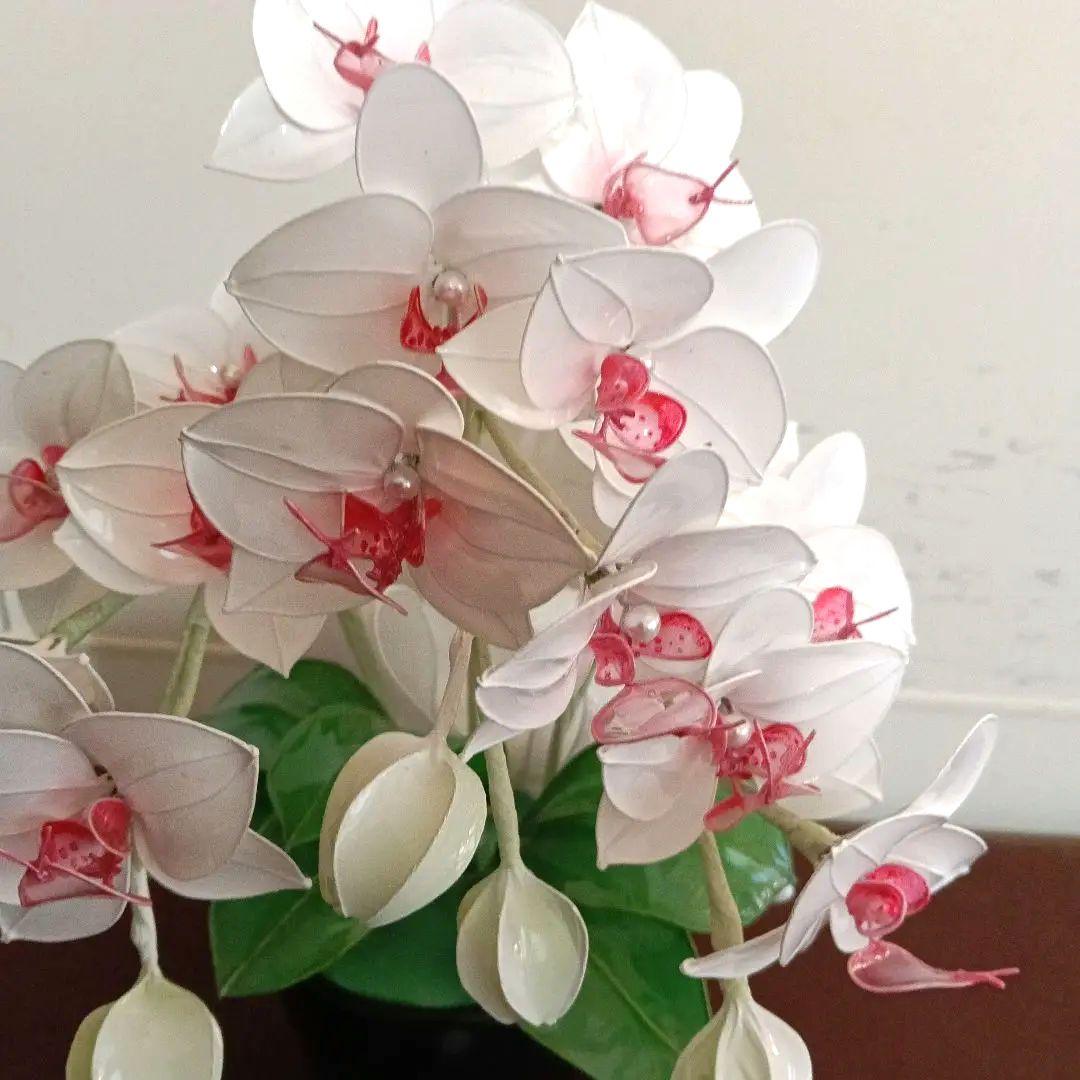 アメリカンフラワー　ディップフラワー　花瓶付　胡蝶蘭　白