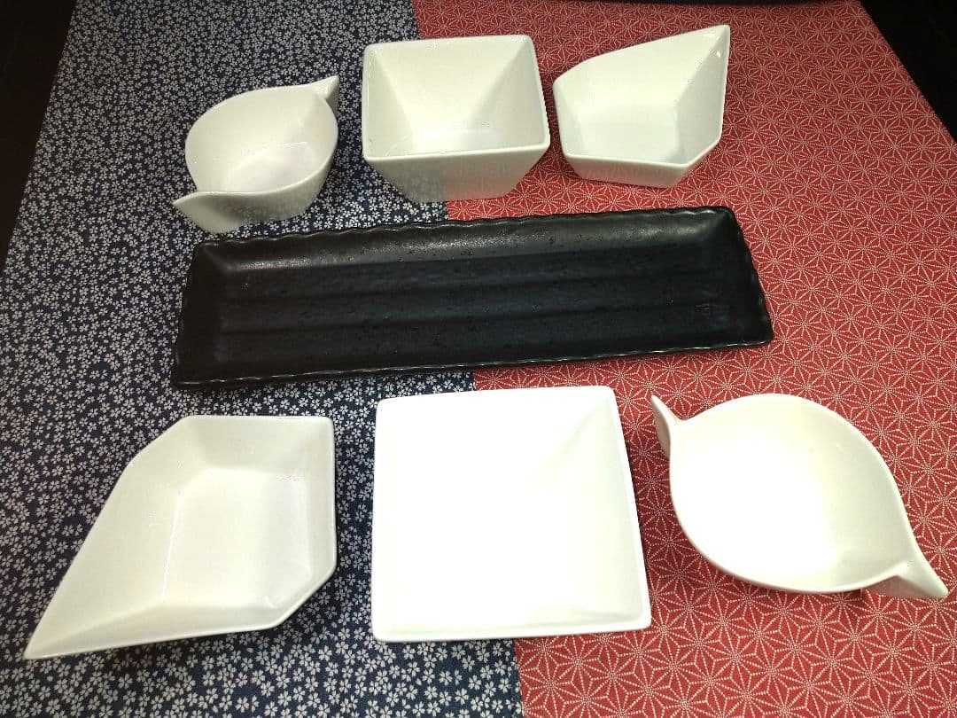 ⬛冬一押しディスプレイ♥ホテル旅館気分で♥３３cm御影風長皿演出４種１組計４皿