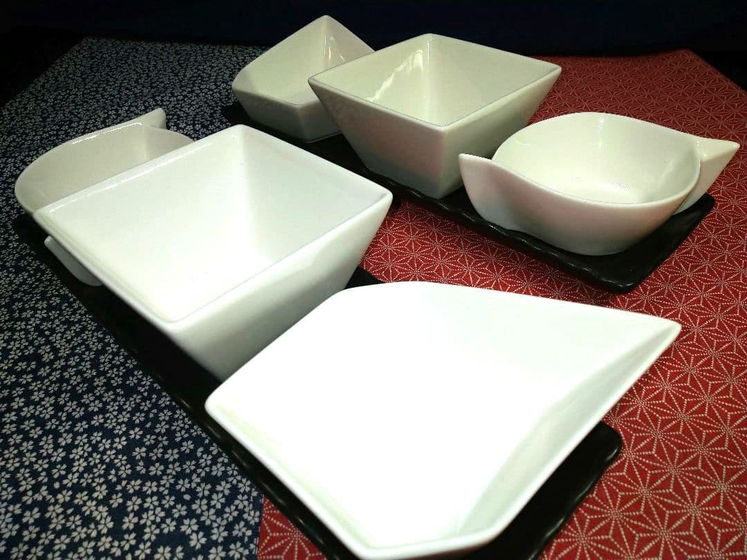 ⬛冬一押しディスプレイ♥ホテル旅館気分で♥３３cm御影風長皿演出４種１組計４皿