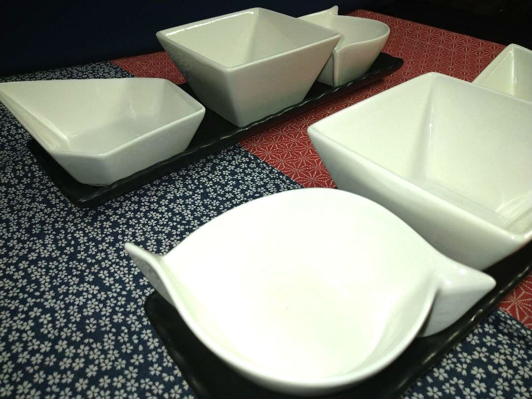 ⬛冬一押しディスプレイ♥ホテル旅館気分で♥３３cm御影風長皿演出４種１組計４皿