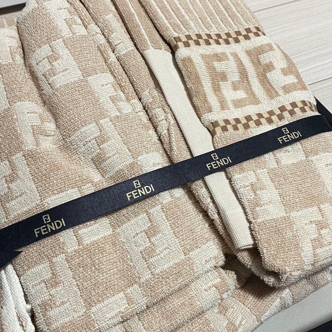 FENDI フェンディ タオルケット FF ズッカ タオルシーツ ベージュ