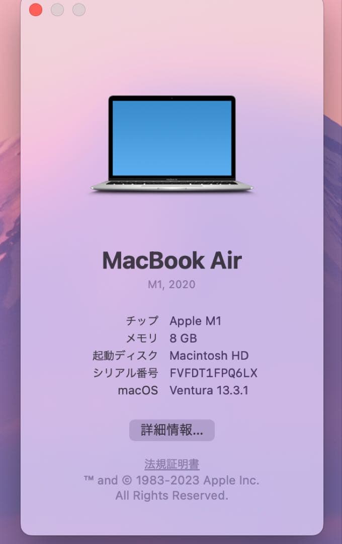 【美品BT91%】Apple MacBook Air M1 (8GB、1TB)