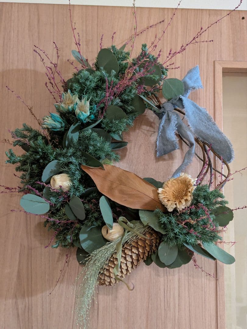 ドライフラワー★ボリュームグリーンリース★セルリア　クリスマスにも♪